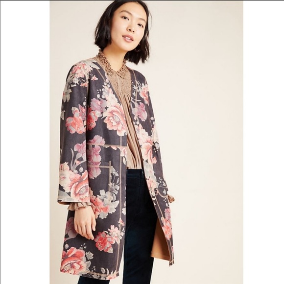 Anthropologie Solitaire Floral Open Front Jacket - Picture 6 of 7